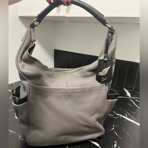 Diane Von Furstenberg Gray Leather Hobo Bag
